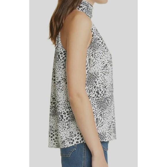 NWT- Joie 'Erola B' Printed Mock-Neck Halter Top, Porcelain/Black - Size Small - Picture 5 of 14